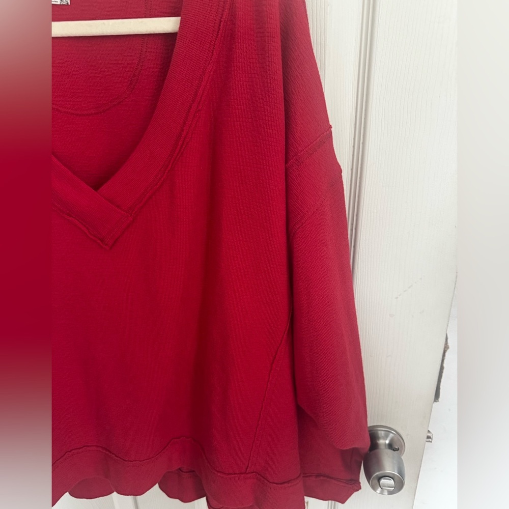 Free People Intimately XS Sweater Staycation Oversize Lounge Sweatshirt Red - Picture 5 of 13